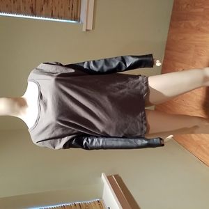 BCBGeneration Sweatshirt With Faux Leather Sleeves Size M